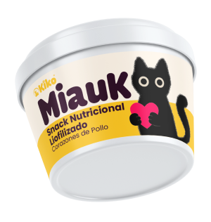MiauK snack liofilizado natural de corazón de pollo para gatos
